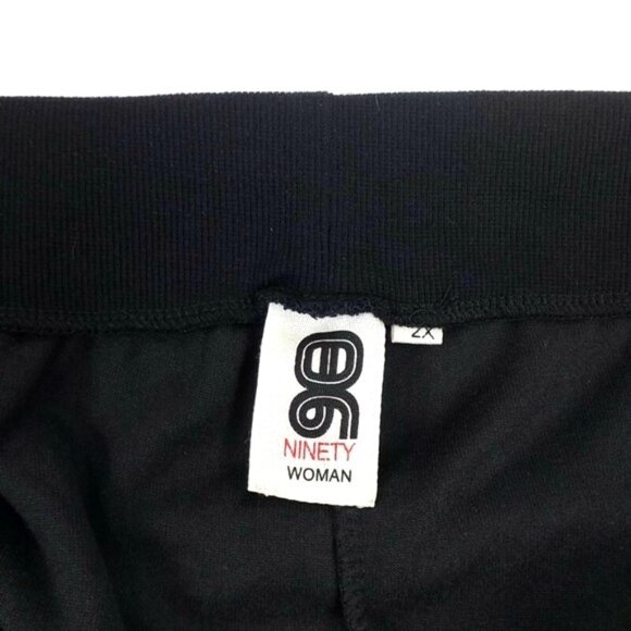 Ninety Woman Black Pull-On Cotton Blend Velour Drawstring Casual Pants Womens 2X - Picture 10 of 13